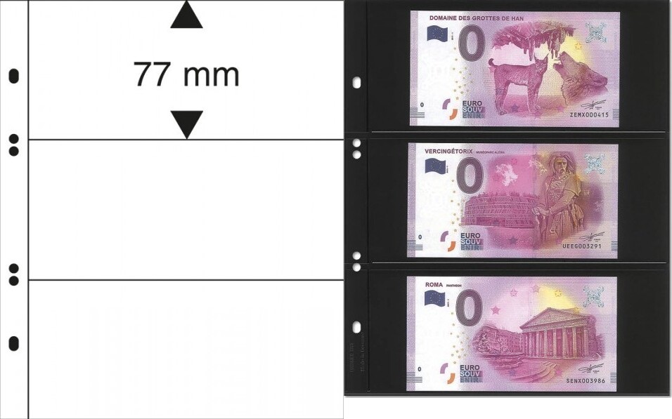 Multi collect Blätter mit 3 Streifen (77 mm) pro Seite, schwarz, 10er-Packung