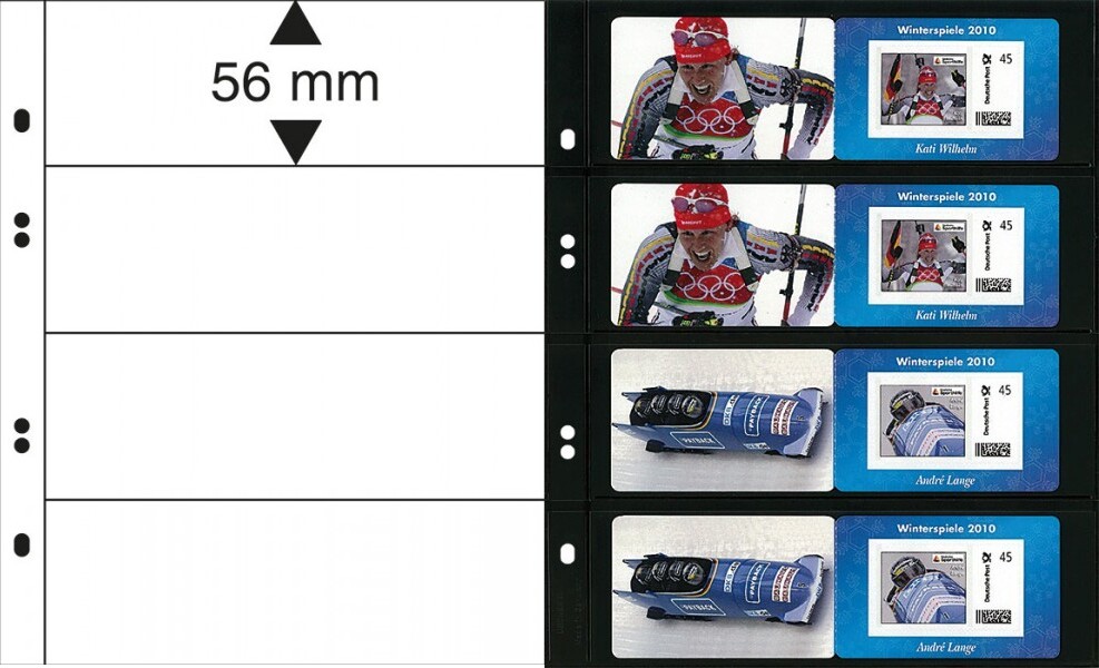 Multi collect Blätter mit 4 Streifen (56 mm) pro Seite, schwarz, 10er-Packung