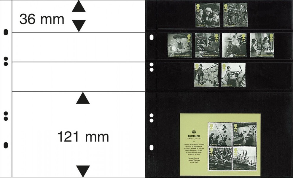 Multi collect Blätter mit 4 Streifen pro Seite, schwarz, 10er-Packung