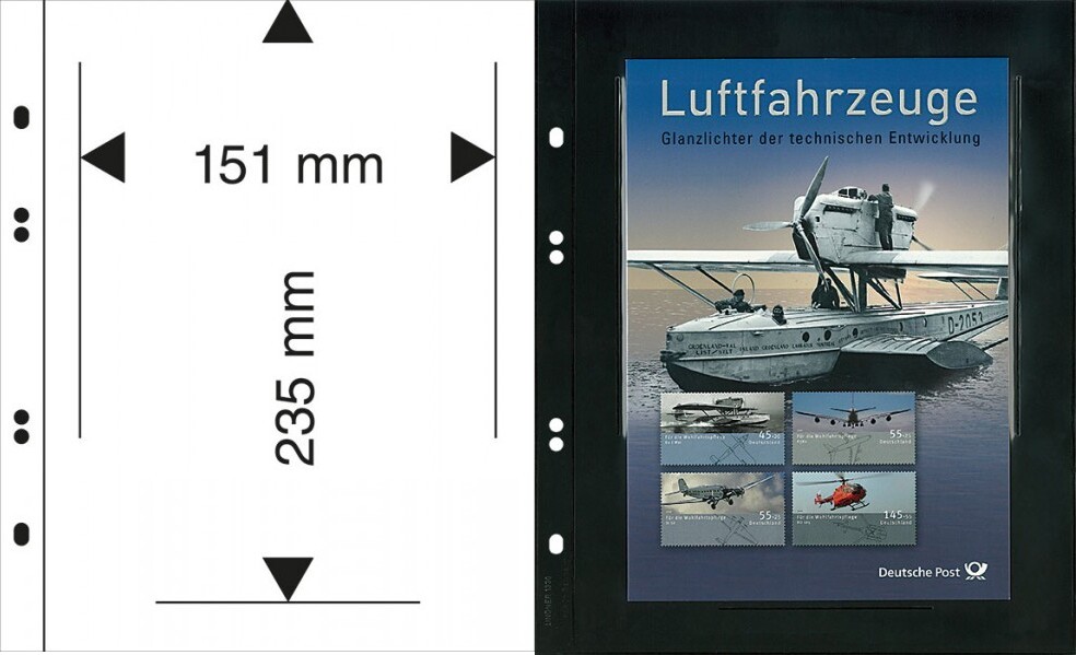 Multi collect Blätter mit 1 Tasche (151 x 235 mm) pro Seite, schwarz, 10er-Packung