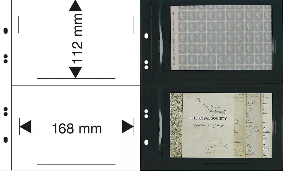 Multi collect Blätter mit 2 Taschen (168 x 112 mm) pro Seite, schwarz, 10er-Packung
