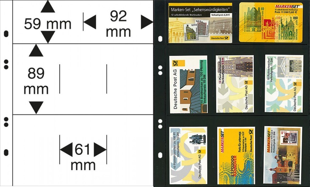 Multi collect Blätter mit 8 Taschen, schwarz, 10er-Packung