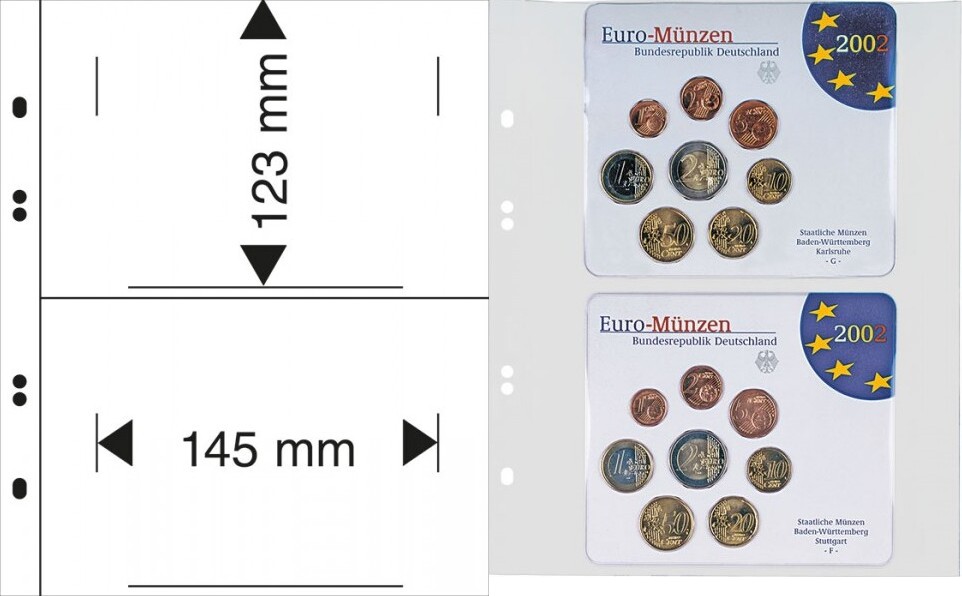 Multi collect Blätter für 2 verblisterte deutsche Euro-Kursmünzensätze in Stempelglanz bis 2014, 10er-Packung