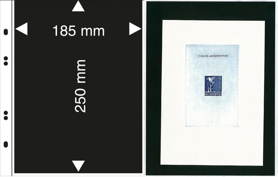 Multi collect Blätter mit 1 Tasche (185 x 250 mm), glasklar mit schwarzem Folien-Einlageblatt, 10er-Packung