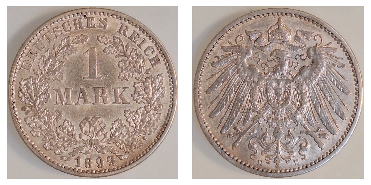1 Mark 1899 E SS/VZ, Jaeger 017    01799E-2-5 – Vorder- und Rückseite