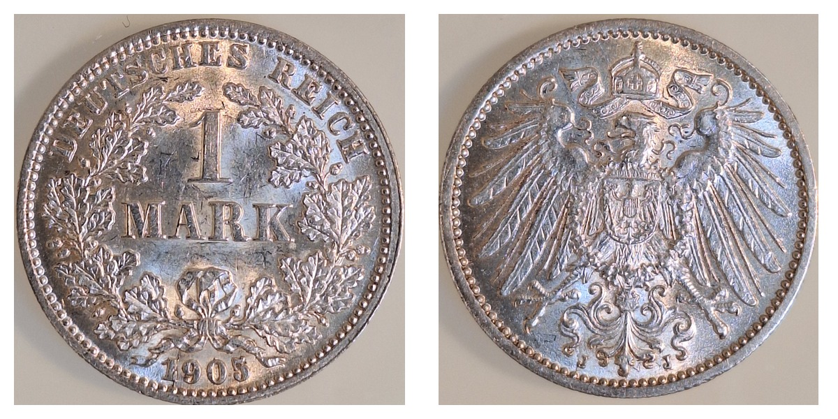 1 Mark 1905 J J017 vz/stgl   017N05J-1-5 – Vorder- und Rückseite