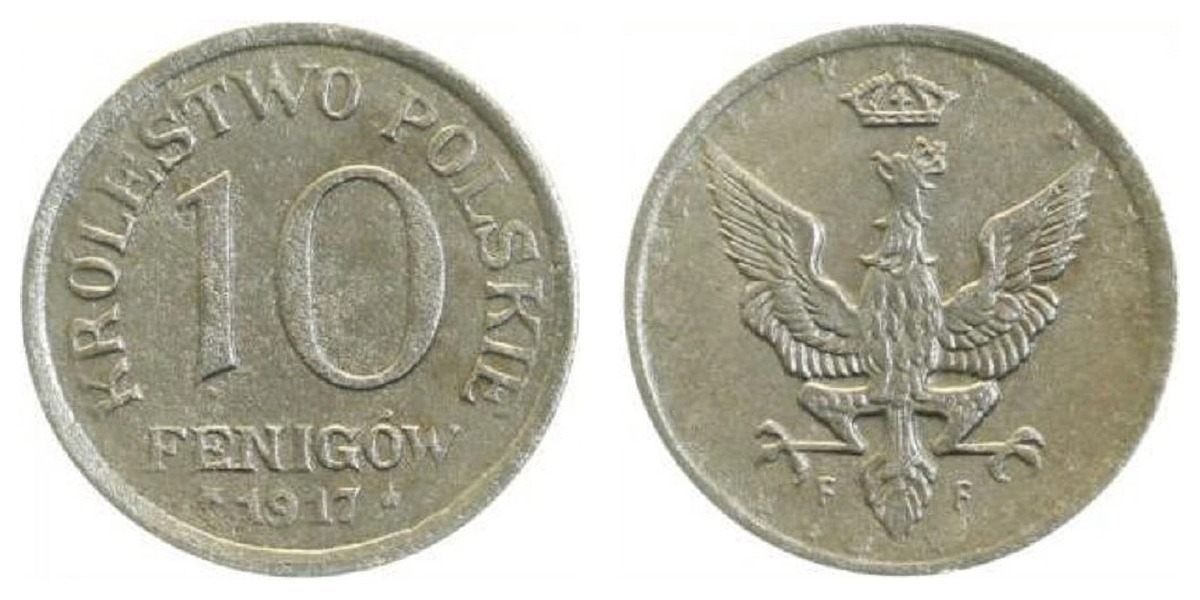 10 Fenigow 1917 F Krolestwo Polskie JN606A-3-0 – Vorder- und Rückseite