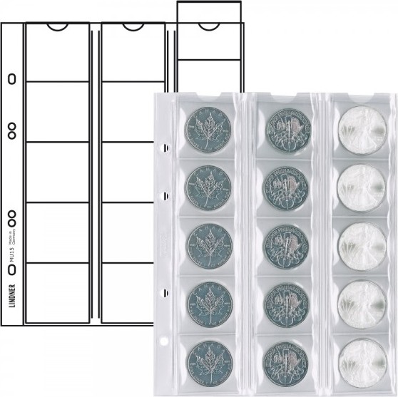 Multi collect Münzblätter für 15 Münzen bis 42 mm Durchmesser, Zwischenblätter schwarz, 5er-Packung