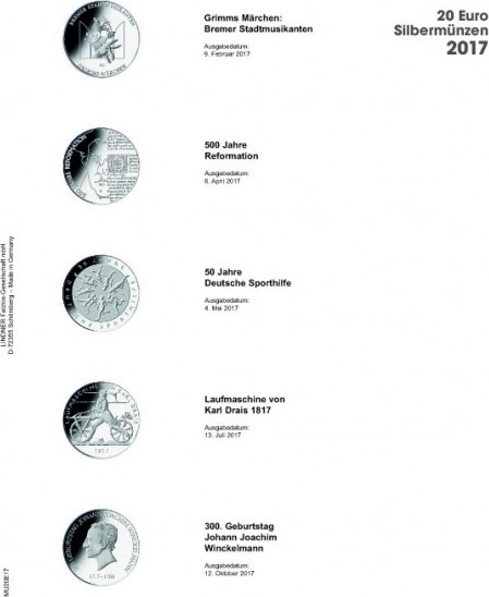 Multi collect Vordruckblatt für 20 Euro-Silbermünzen Bundesrepublik Deutschland 2017