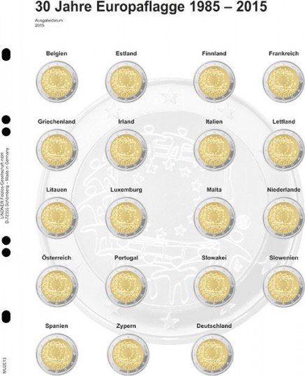 Multi collect Vordruckblatt für 2 Euro-Gedenkmünzen: Gemeinschaftsausgabe 30 Jahre Europaflagge