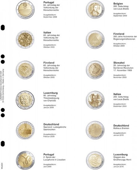Multi Collect Vordruckblatt für 2 Euro-Gedenkmünzen: Portugal 2008 - Luxemburg 2010