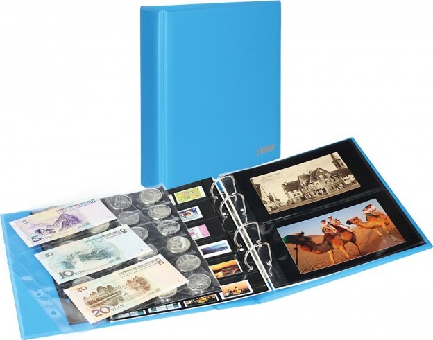 PUBLICA M COLOR Universalalbum für Postkarten/Fotos mit 10 geteilten, beidseitig bestückbaren Folienblättern-Nautic (blau)