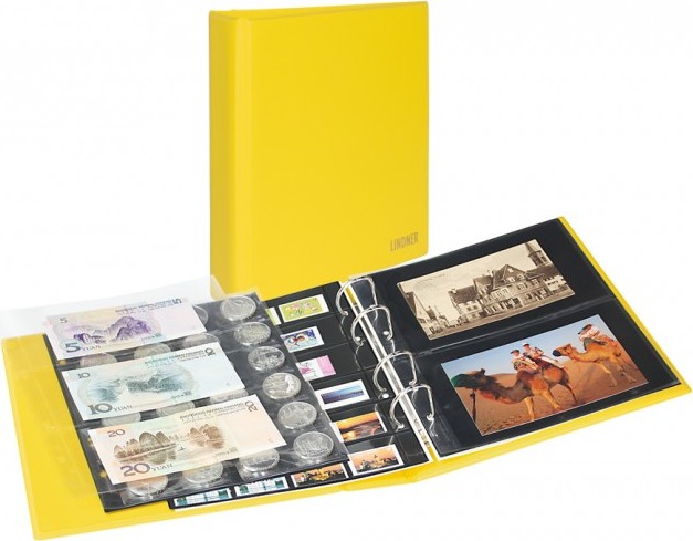 PUBLICA M COLOR Universalalbum für Postkarten/Fotos mit 10 geteilten, beidseitig bestückbaren Folienblättern-Solino (gelb)