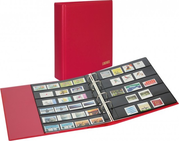 PUBLICA M COLOR Briefmarken-Einsteckalbum mit 10 beidseitig bestückbaren Folien-Einsteckblättern in zwei Ausführungen-Berry (rot