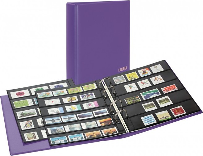 PUBLICA M COLOR Briefmarken-Einsteckalbum mit 10 beidseitig bestückbaren Folien-Einsteckblättern in zwei Ausführungen-Viola (Lil