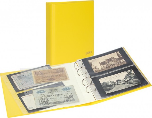 PUBLICA M COLOR Banknotenalbum mit 10 beidseitig bestückbaren Folienblättern in zwei Ausführungen-Solino (gelb)
