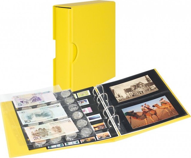 PUBLICA M COLOR Universalalbum für Postkarten/Fotos mit 10 geteilten, beidseitig bestückbaren Folienblättern-Solino (gelb) - mit