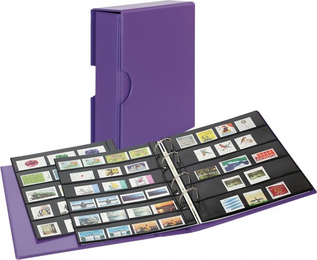 PUBLICA M COLOR Briefmarken-Einsteckalbum mit 10 beidseitig bestückbaren Folien-Einsteckblättern in zwei Ausführungen-Viola (Lil