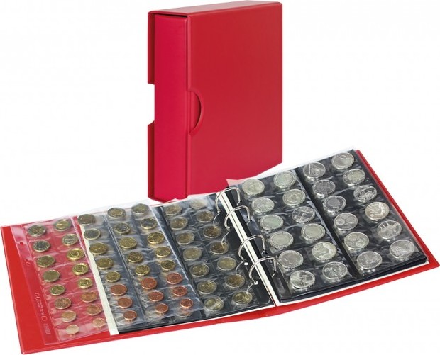 PUBLICA M COLOR Münzalbum mit 10 Münzblättern in 5 Ausführungen-Berry (rot) - mit passender Schutzkassette