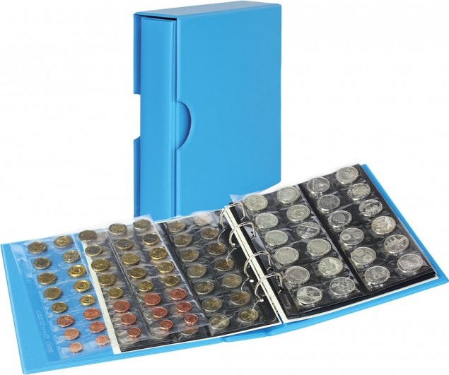 PUBLICA M COLOR Münzalbum mit 10 Münzblättern in 5 Ausführungen-Nautic (blau) - mit passender Schutzkassette