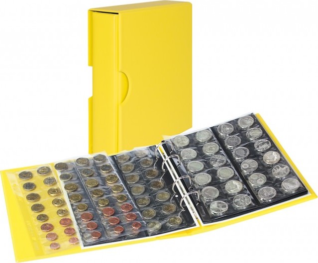 PUBLICA M COLOR Münzalbum mit 10 Münzblättern in 5 Ausführungen-Solino (gelb) - mit passender Schutzkassette