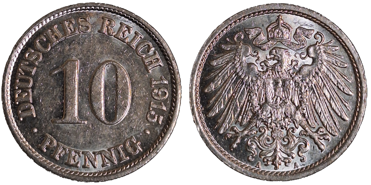 10 Pfennig 1915 A J 013 f.stgl