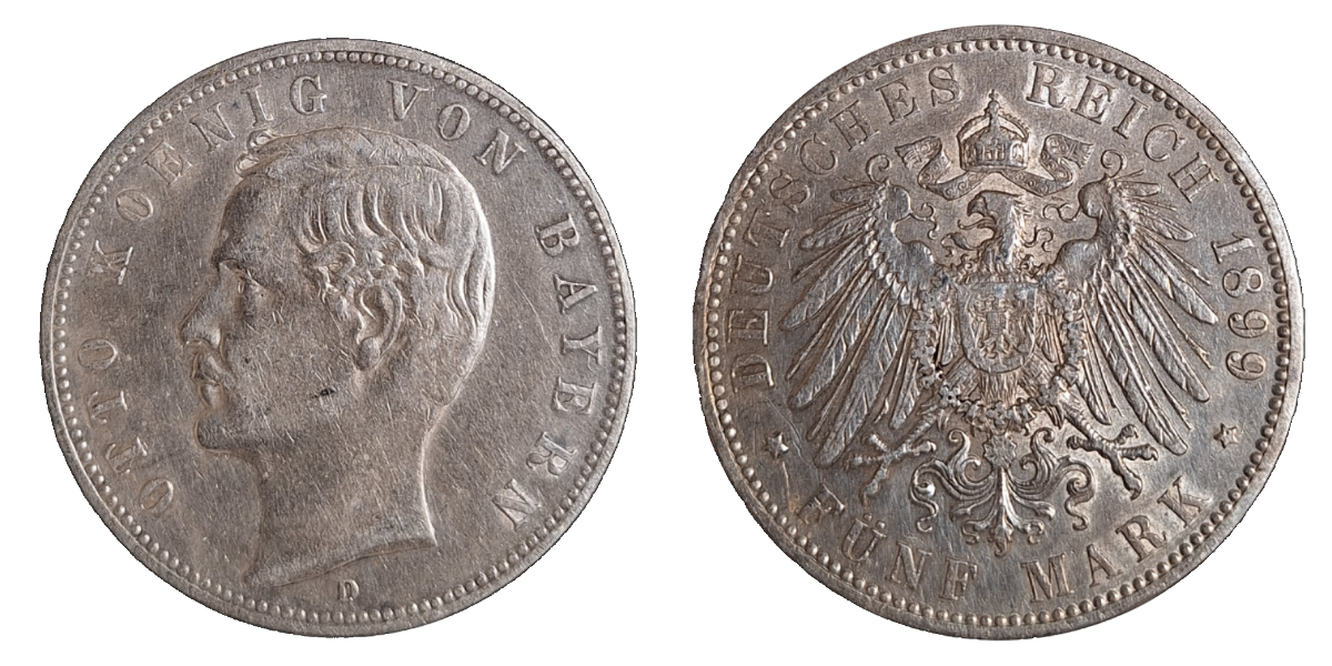 5 Mark Otto von Bayern 1899 D J 046 ss/vz