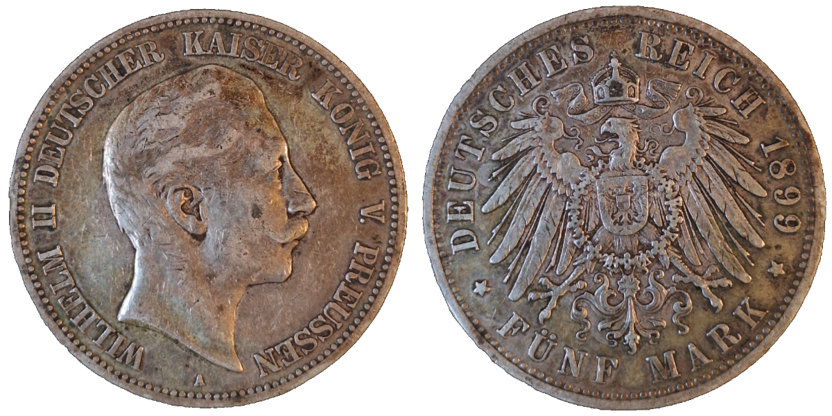 5 Mark Preussen 1899 A J 104 sehr schön