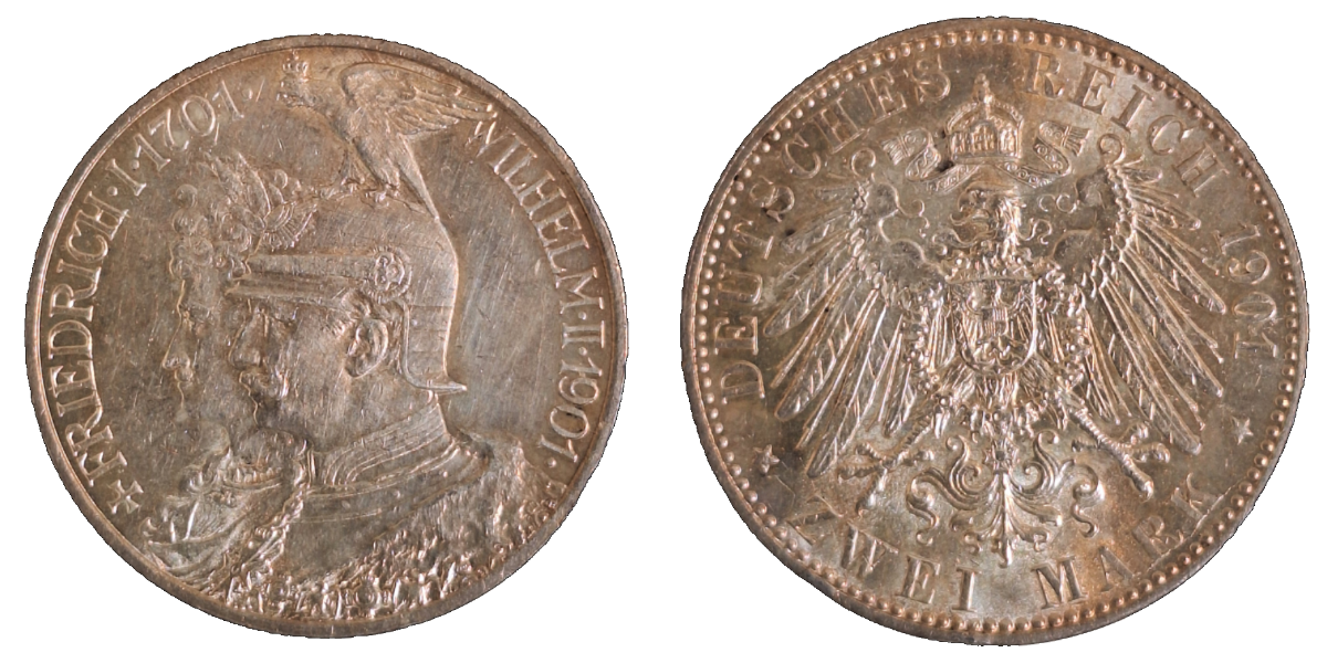 2 Mark 1901 A 200 Jahresfeier Bestehen der Königreichs 1901 (A)
