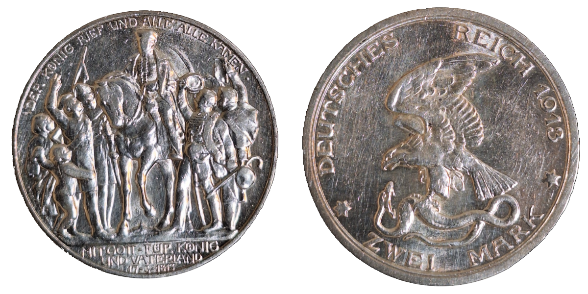 2 Mark Wilhelm II "Der König rief" vorzüglich