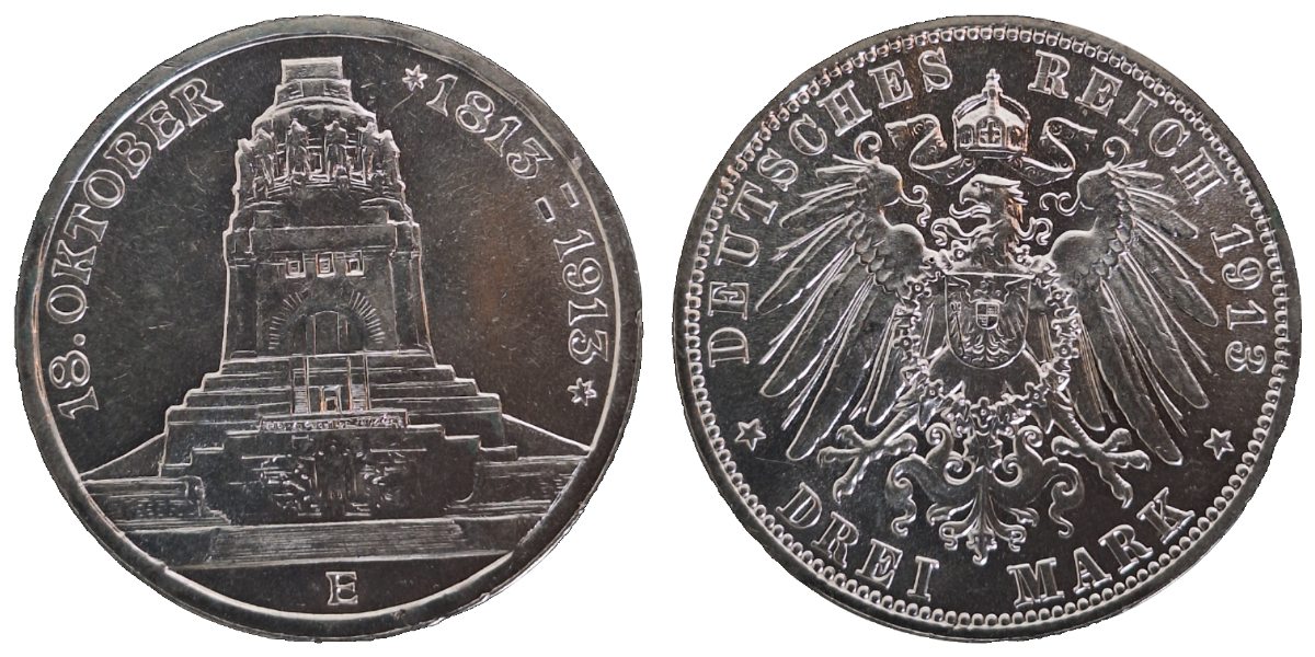 3 Mark Völkerschlacht 1913 E vz/stgl minimale Krätzerchen