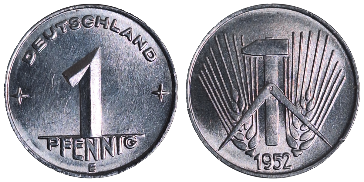 1 Pfennig DDR 1952 E stgl/matt J1505 stgl/matt 1 Pfennig