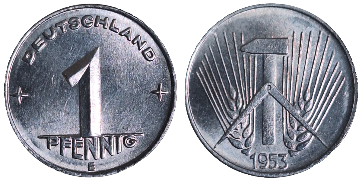 1 Pfennig DDR 1953 E bfr/stgl matt J1505