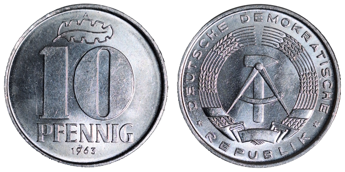 10 Pfennig DDR 1963 A bfr J1510 , selten