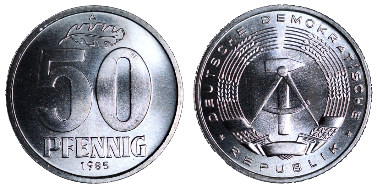 50 Pfennig DDR 1985 A bfr/stgl/matt J1512