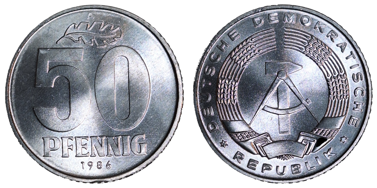 50 Pfennig DDR 1986 A bfr/stgl/matt J1512