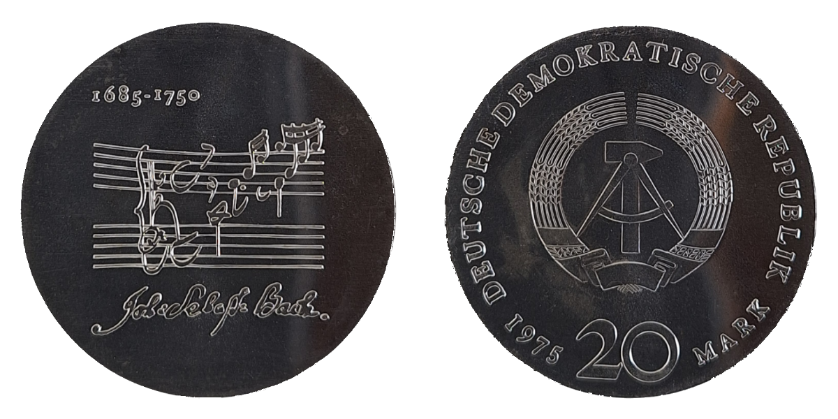 20 Mark DDR Bach 1975 A Stgl- TOP