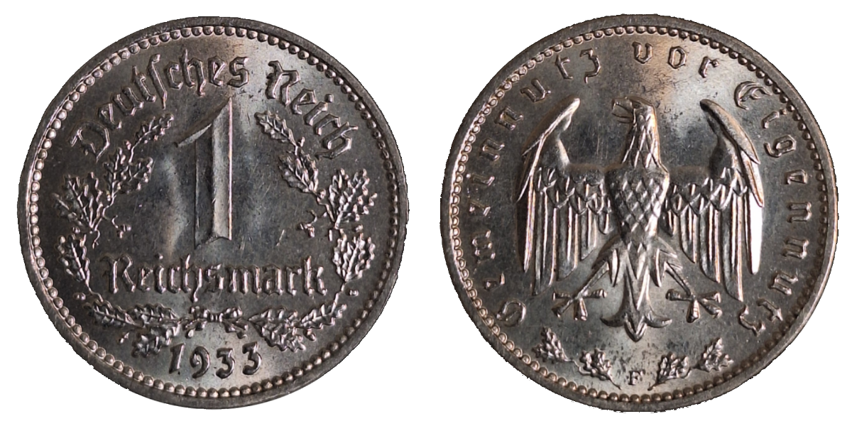 1 Mark RM 1933 F prfr/Stgl J 354