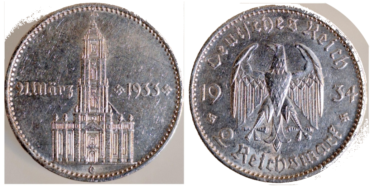 2 Reichsmark Garnisonkirche 1934 E J 355 fAST VZ " rm