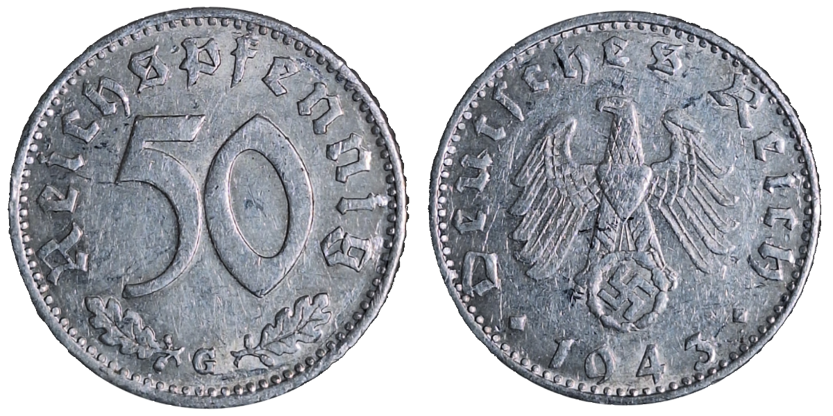 50 Reichspfennig 1943 G ss/vz J372