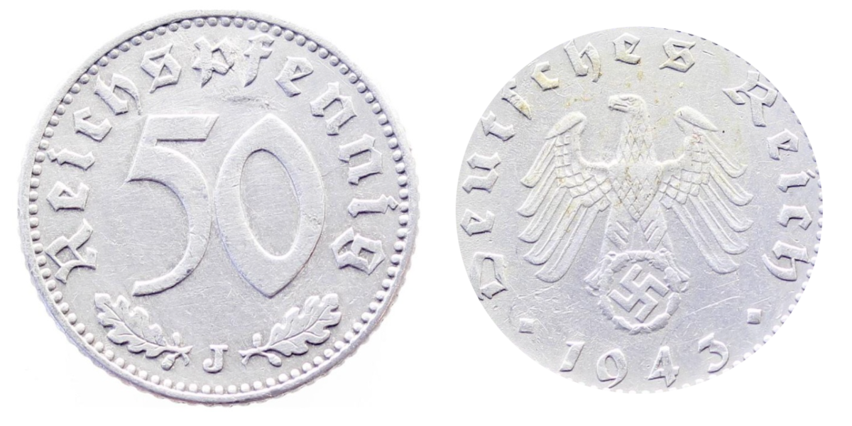 50 Reichspfennig 1943 J ss/vz J 372