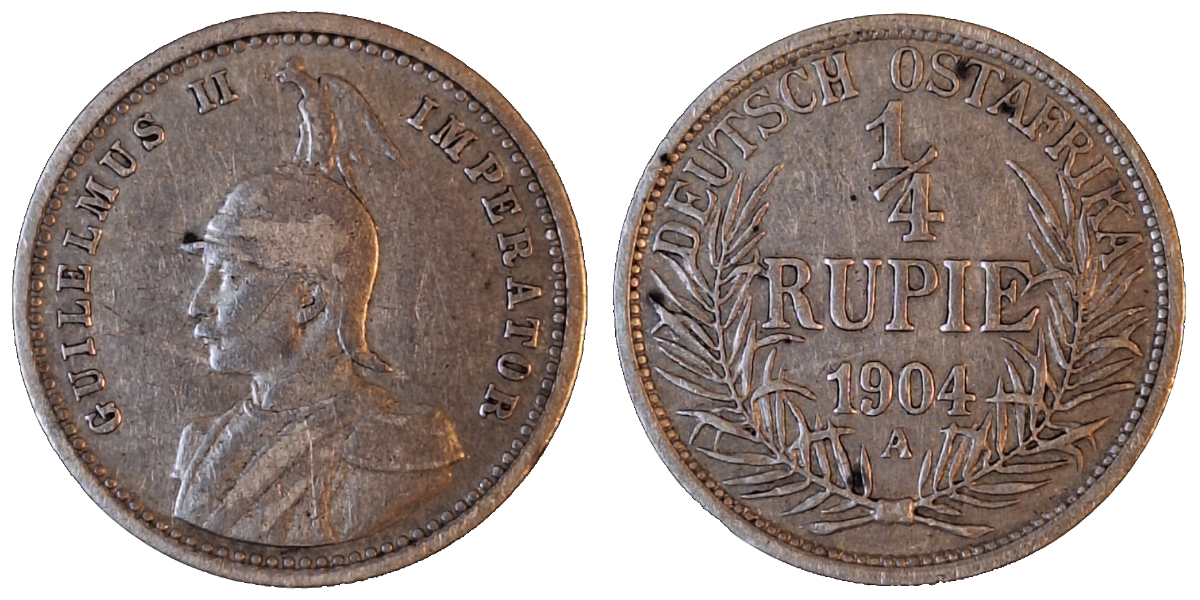 ¼ Rupie Deutsch Ostafrika DOA 1904 A ss J720