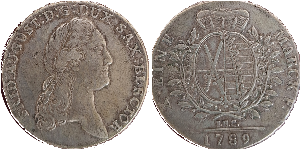 1 Thaler 1789, Fr. August , X eine feine Mark, fast sehr schön