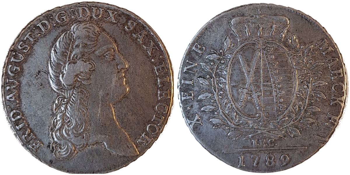 1 Thaler 1789 Sachsen , X eine feine Mark, fast sehr schön