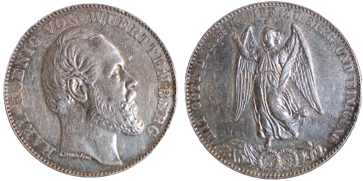 Vereinsthaler 1871 Siegesthaler Württemberg AKS 132, Kahnt 594kleiner Kratzer