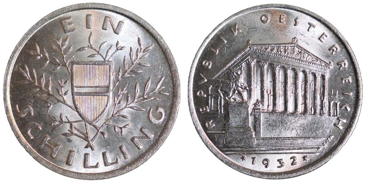 1 Schilling 1932 Österreich prfr/stgl, sehr selten in der Erhaltung