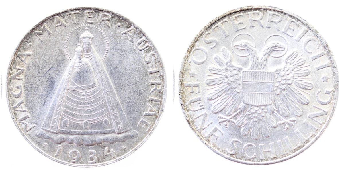 5 Schilling 1934 Vorzüglich