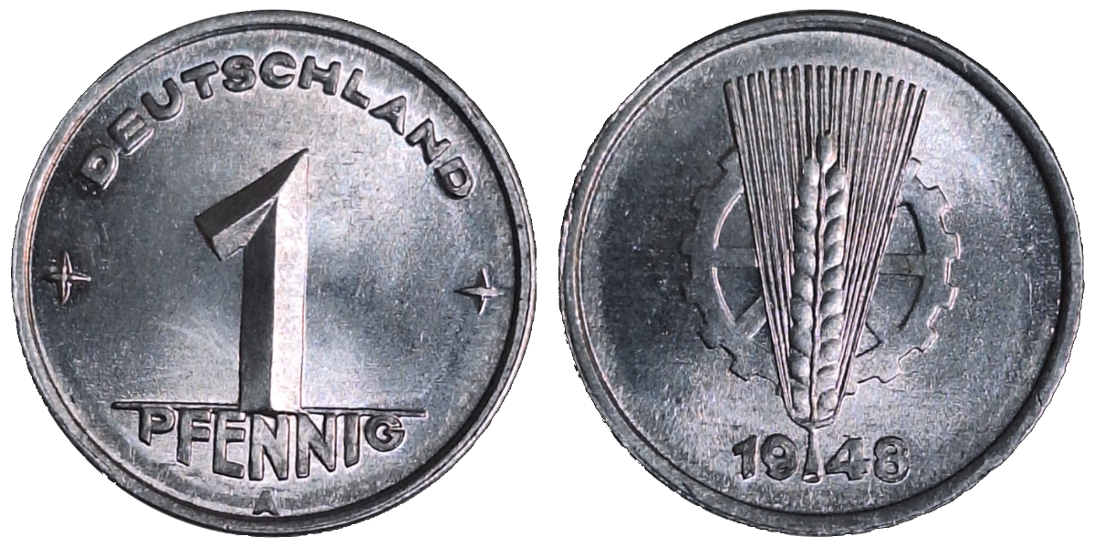 1 Pfennig DDR 1948 A stgl /matt J 1501