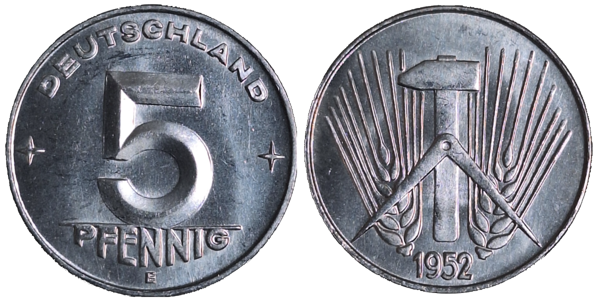 5 Pfennig DDR 1952 E stgl Ea J1506 stgl 5 Pfennig