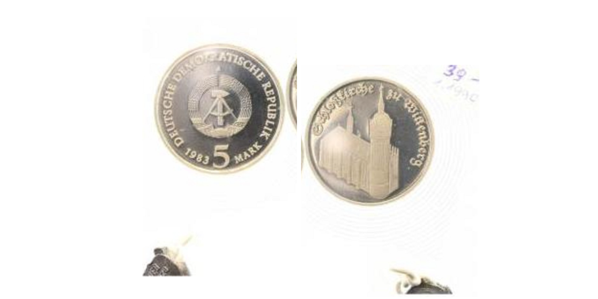 5 Mark DDR Schloßkirche Wittenberg 1983 A PP in Originalkapsel J1588